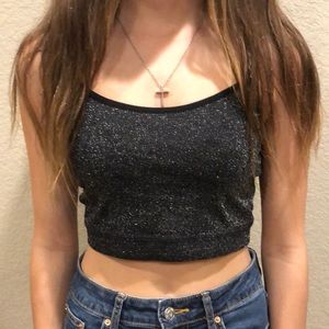 Black sparkly crop top